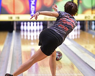 HUB BARD, OHIO - MARCH 20, 2016: Diana Zavjalova throws her ball down the lane during the final rounds of the Hubbard Open Sunday afternoon at the Bell-Wick bowling alley. DAVID DERMER | THE VINDICATOR