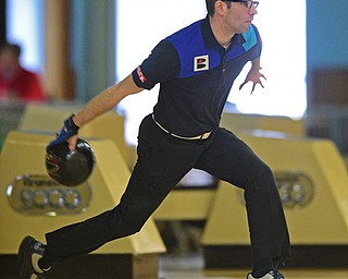 HUB BARD, OHIO - MARCH 20, 2016: John Furey throws his ball down the lane during the final rounds of the Hubbard Open Sunday afternoon at the Bell-Wick bowling alley. DAVID DERMER | THE VINDICATOR