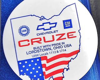 Jeff Lange | The Vindicator  WED, MAR 23, 2016 - A sticker showing the Cruze was built in Lordstown.