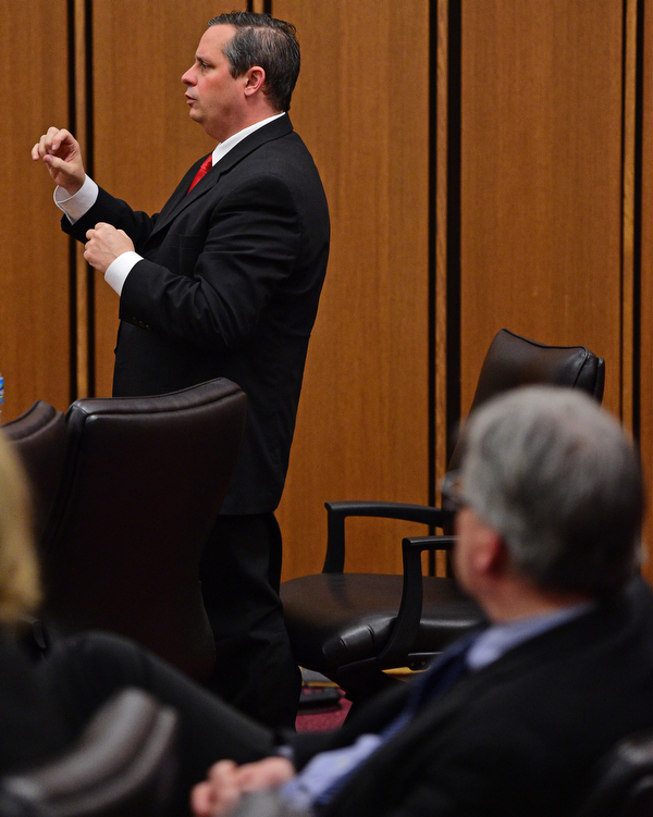 CLEVELAND, OHIO - MARCH 25, 2016: Attorney Martin Yavorcik asks a question of the judge during court proceeding Friday afternoon at the Cleveland Municipal Court. DAVID DERMER | THE VINDICATOR