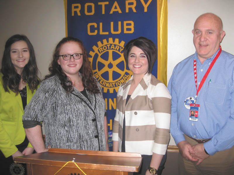 SPECIAL TO THE VINDICATOR | Members of the Fitch Speech Team have been chosen as the winners of the annual Four Way Speech Contest by the Austintown Rotary Club. Participants were encouraged to apply the Rotary's Four Way Test to contemporary issues to resolve conflict and find the best ways to benefit society. Winners from each Rotary Club will compete on April 9 in North Canton for district honors, which continue on to the state and national levels. Winner of the Austintown event was Fitch senior Kylie Gessner, left, and senior Jenn Franklin was runner-up. Their speech coach Andrea Reed accompanied them to the awards ceremony, where they were honored by Rotary president Mal Culp.