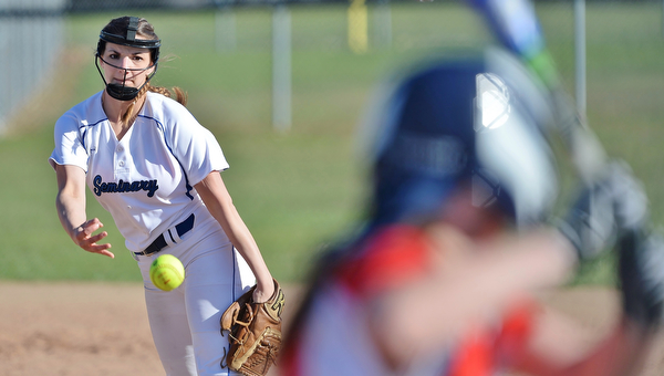 Jeff Lange | The Vindicator  TUE, MAR 29, 2016 - Poland Seminary pitcher Kristyn Svetlak delivers a pitch to a Austintown Fitch batter in the first inning of their game in Poland Tuesday afternoon.