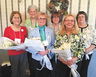 SPECIAL TO THE VINDICATOR | New officers for the Canfield chapter of the Philanthropic Educational Organization were elected and installed at a luncheon on March 16 at A La Cart Catering. Officers include, front from left, Delores Snyder, guard; Marjorie Patterson, president; and Susan Stratton, vice president. In back are Rebecca Murray, corresponding secretary; Pam Appel, treasurer; and Ruth Jaster, guard. Kathryn Adams was also elected as chaplain and Darlene Miller as recording secretary. The PEO Sisterhood’s goal is to bring women more opportunities for higher education. There are approximately 6,000 local chapters throughout the U.S. and Canada, and nearly 250,000 active members.