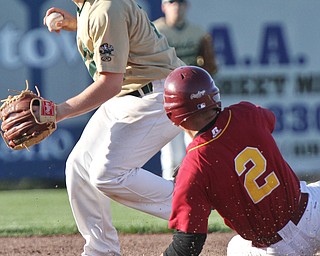 William D Lewis  The Vindicator  Mooney's (2) is out at 2nd as Ursuline's (18) looks to throw to first during 4-2416 action at Cene.