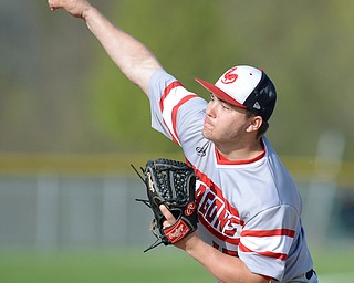 Jeff Lange | The Vindicator  WED, APRIL 27, 2016 - Niles starting pitcher Tyler Srbinovich delivers a pitch to an Austintown Fitch batter in the first inning of Wednesday's game in Austintown.