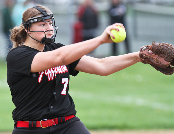 William D. Lewis The Vindicator Jefferson's Alyssa Irons(7) delivers during 5/3/16 win at Canfield.