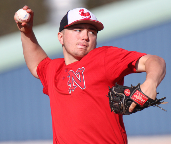 William D Lewis The vindicatorNiles pitcher Tyler Srbinovich(13) during 5-5-16 win over Lakeview.