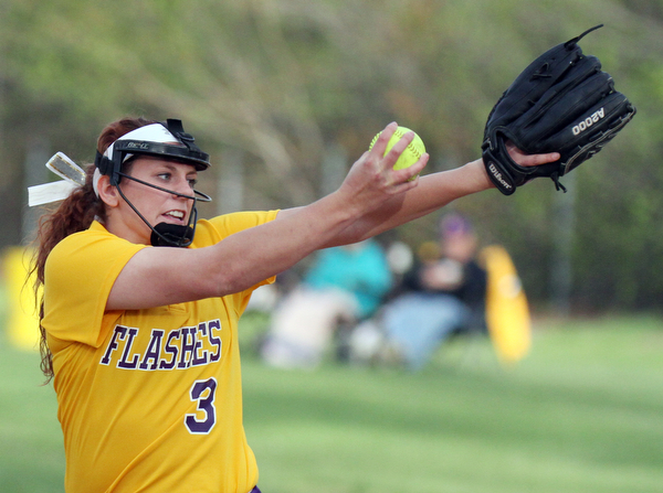 William d Lewis the vindicator Champion pitcher McKinzie Zigmont(3) during 1-0 win over West Branch 5-6-16 in Liberty.