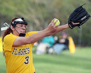 William d Lewis the vindicator Champion pitcher McKinzie Zigmont(3) during 1-0 win over West Branch 5-6-16 in Liberty.