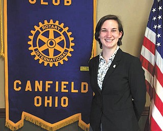 SPECIAL TO THE VINDICATOR
Above, Sarah Lowry, liaison for Sen. Sherrod Brown, recently spoke at a Canfield Rotary luncheon meeting. She is the Northeast Ohio regional representative and is responsible for seven northeastern counties. Her responsibilities include accepting invitations on the Senator’s behalf, talking to the community as the first contact with his office and working with federal agencies on behalf of constituents. She also visits businesses and organizations listening to concerns and ideas in an attempt to assist in resolving issues. She stressed that her job is to serve all citizens regardless of political affiliation.