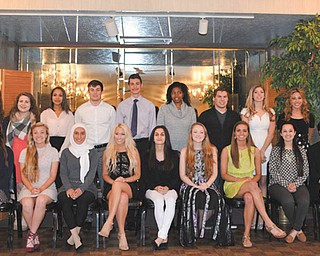 SPECIAL TO THE VINDICATOR
Above are Mahoning County High schools scholarship recipients recognized at a breakfast April 29. In front from left, are Kristen Thompson, Poland Seminary; Crystal Stone, Columbiana; Randah Abuhashim, Choffin Career and Technical Center; Sandra Slenker, Ursuline; Nisyah Traish, East; Emily Fromel, South Range; Sydney Smith, Sebring; Gabriella Yargo, Valley Christian Schools; and Hayley Shasteen, Western Reserve. Standing, from left, are Hayley Eicher, Boardman; Adriana Italiano, Jackson-Milton; Celine Hildack, Cambpell Memorial; Alex Schill, Mahoning County Career and Technical Center; Alexander Kan, Canfield; Shyann Green, Youngstown Early College; Zachary Wyatt, West Branch; Gwendolyn Sieman, Cardinal Mooney; and Valerie Kinsey, Springfield. Also receiving scholarships were Ashley Amendol, Austintown Fitch; Taylor Acierno, Chaney; Lauren Zetts, Lowellville; and Stefanie Hill, Struthers.