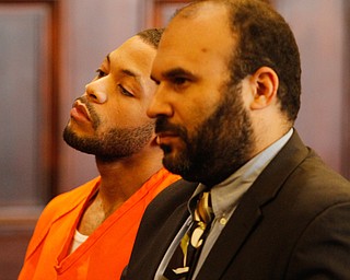   ROBERT K YOSAY | THE VINDICATOR..Hakeem  as the judge pronounces sentence..Sentencing of Michael Austin and Hakeem Henderson.The Honorable Judge John DurkinÕs courtroom, Mahoning County Common Pleas Cour.Austin was convicted of four counts of murder; Henderson was convicted of two counts of murder... .--30-