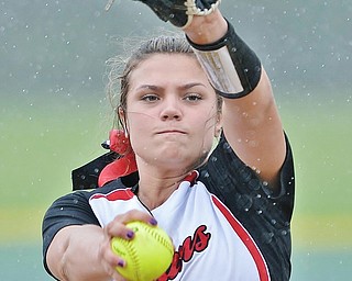 Jeff Lange | The Vindicator WED, MAY 11, 2016 - Girard starting pitcher Karlee Byrne winds up a pitch in the first inning of Wednesday's game at Lakeview High School.