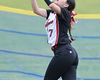 Jeff Lange | The Vindicator WED, MAY 11, 2016 - Girard centerfielder Rosie Maderitz catches a fly ball sent to deep center field to end the fifth inning of Wednesday's game at Lakeview High School.