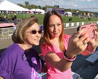 William d Lewis The Vindicator  Deborah ringer, a 3 year canver survivor form North Jackson and her daughter Dana Hallis also of North Jackson take a selfie during Boardman Relay for Life 5-13-16