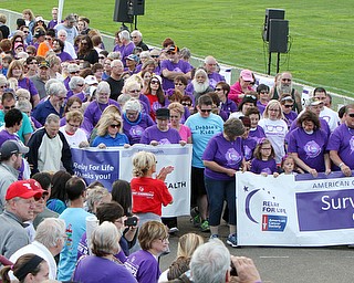 William d Lewis The Vindicator  Start of survivors lap during Boardman Relay for Life 5-13-16.