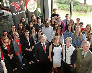   ROBERT K YOSAY | THE VINDICATOR..Youngstown State University President Jim Tressel announced this morning a $1 million gift from Shorty and Elba Lillian Navarro.. .--30-