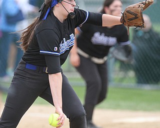 William d Lewis the Vindicator Lakeview pitcher Cait Kelm(18) delivers during win over Poland at alliance.