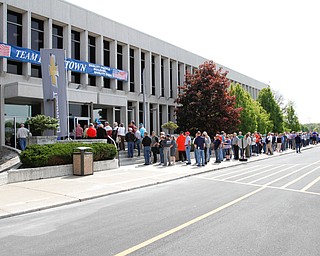   ROBERT K YOSAY | THE VINDICATOR..Lined up around the building..The General Motors Company and UAW Local 1112 will host a 50th Anniversary Open House event at Lordstown Complex East Friday, May 20, 2016 from 9 a.m. to 7 p.m. The open house will provide the opportunity to learn more about Lordstown UAW-GM people, modern day vehicle manufacturing, the All-New Chevrolet Cruze and LordstownÕs rich history in the Mahoning Valley.....--30-