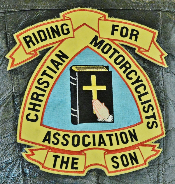 Jeff Lange | The Vindicator  SUN, MAY 22, 2016 - A patch found on the jacket of one of the bikers who attended Sunday's Blessing of the Bikes ceremony at First Baptist Church of Hubbard.