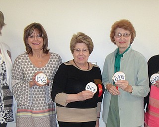 SPECIAL TO THE VINDICATOR
Sue Datish, left, Sharon Bayus, Pat Shehabi, Barb Layfield and Amy Camardese served as hostesses during a recent meeting of the Delta Kappa Gamma Society, Beta Chi Chapter. The hostesses provided individually wrapped cookies monogrammed with icing as favors for meeting guests. The Beta Chi Chapter also honored founders, installed officers and heard a discussion from John Hudson during the meeting.