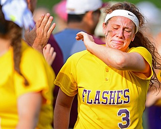 MASSILLON, OHIO - MAY 25, 2016: McKenzie Zigmont #3 of Champion shows her emotions while shaking hands after Wednesday nights Regional Semi-Final game at Massillon Washington High School. DAVID DERMER | THE VINDICATOR