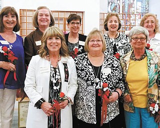 SPECIAL TO THE VINDICATOR
Gamma Pi Chapter of Delta Kappa Gamma Society International gathered for a spring social May 9 at the Ursuline Mother House in Canfield. New members were initiated, and officers were installed for the 2016-2018 biennium in a ceremony at the chapel. A dinner and member recognition followed. Above, officers installed during the event are, front from left, Barbara Murray, president; Betsey White, first vice president; and Jacklyn Conti, corresponding secretary; and back, Laura Sullivan, parliamentarian; Derrell Wilkes, corresponding secretary; Mary Beth White, second vice president; Sonia Tsvetkoff, recording secretary; and Mary Tsimouris, treasurer. Below, new members are Cecilia Lange, front left, and Pam Jones, and in back, Diana Zetts, Margo Holmes and Marlene Barone.