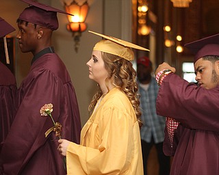 Nikos Frazier | The Youngstown Vindicator..Leah Cleland, Liberty High School class of 2016, looks forwards before walking into Edward W. Powers Auditorium.