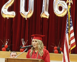            ROBERT  K. YOSAY | THE VINDICATOR..Courtney Michaels - salutatorian..gives the welcome to the assembly..The Campbell Red Devils  graduated 73 students at ceremonies at the school gym Thursday Evening...-30-