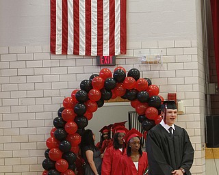            ROBERT  K. YOSAY | THE VINDICATOR..The Senior Class enters the gm..The Campbell Red Devils  graduated 73 students at ceremonies at the school gym Thursday Evening...-30-