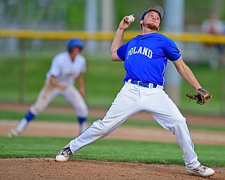 HUDSON, OHIO - MAY 26, 2016: Pitcher Dan Klase #24 of Poland throws a pitch in the first inning of Thursday afternoons Division 2 Regional Semi-Final game at the Ballpark at Hudson. Poland won 8-2. DAVID DERMER | THE VINDICATOR
