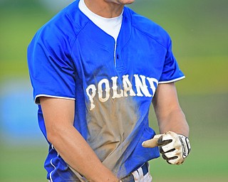 HUDSON, OHIO - MAY 26, 2016: Jared Burkert #6 of Poland celebrates after hitting a RBI triple in the second inning of Thursday afternoons Division 2 Regional Semi-Final game at the Ballpark at Hudson. Poland won 8-2. DAVID DERMER | THE VINDICATOR
