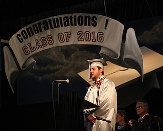  Nikos Frazier | The Youngstown Vindicator..Ali Mujahed, Chaney Campus High School salutatorian, speaks to his classmates and members of the audience on Friday, May 27, 2016.