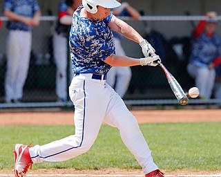 052716 - Western Reserve's Drew Slaven connects during Friday's Division IV regional final against Cuyahoga Heights at The Pipe Yard in Lorain. The Blue Devils fell to the Redskins 6-5. Michael Taylor | The Vindicator.