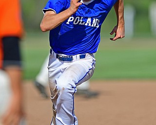 HUDSON, OHIO - MAY27, 2016: Jared Burkert #6 of Poland runs home to score after a base hit by Matt Baker #11 in the second inning of Friday afternoons Division Two Regional Final at the Ballpark at Hudson. Poland won 13-3. DAVID DERMER | THE VINDICATOR..