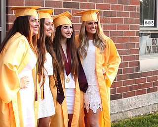 Nikos Frazier | The  Vindicator.(left to right) Holly Toy, Brooke Sheridan, Jordan Campanelli, and Tara Lawless pose for photos after receiving their diplomas from South Range High School on Saturday, May 28, 2016.
