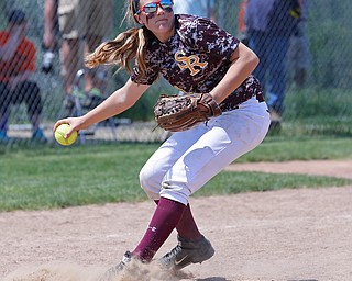 05282016- South Range Raiders' Morgan Smith (11) fields the ground ball and throws to first in the eighth inning of the Division III regional finals against Northwestern. The South Range Raiders would go on to win 1-0 at Massillon Washington High School. Michael Taylor | The Vindicator.