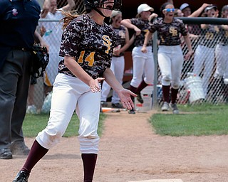 05282016- South Range Raiders' Taylor Ross (14) celebrates after a run in the twelfth inning in the Division III regional finals against Northwestern. The South Range Raiders would go on to win 1-0 at Massillon Washington High School. Michael Taylor | The Vindicator.