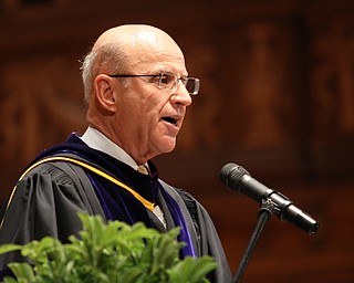 Nikos Frazier | The Vindicator..Dr. Nicholas Wolsonovich addresses Ursline High School class of 2016 during the commencement ceremony at Stambaugh Auditorium.