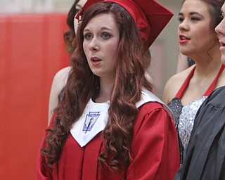 Graduate Kaitlynn Kurdziel sings with the choir during the Struthers High School Commencement on Sunday afternoon. Dustin Livesay | The Vindicator 5/29/16 Struthers High School