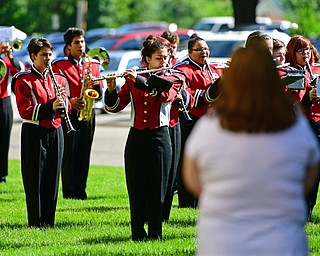 STRUTHERS, OHIO - MAY 30, 2016: Members of the Struthers High School Marching band perform the Star Spangled Banner Monday morning during a fallen soldier memorial dedication at Struthers High School. DAVID DERMER | THE VINDICATOR