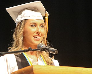 William D. Lewis\The Vindicator.Brooke Elizabeth Kulusich 2016 Howland Senior Class  President, speaks during June 1 commencement ceremony at Packard Music Hall in Warren.