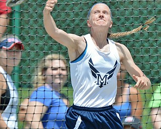 Jeff Lange | The Vindicator  FRI, JUN 3, 2016 - McDonald's  Iva Domitrovich competes in the girls discus event during Friday's OHSAA State Track and Field tournament at Jesse Owens Memorial Stadium in Columbus. Iva placed 11th with a throw of 123 feet 2 inches.