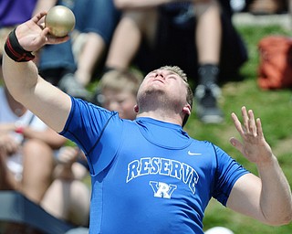 Jeff Lange | The Vindicator  FRI, JUN 3, 2016 - Western Reserve's TJ Henry competes in the boys shot put event during Friday's OHSAA State Track and Field tournament in Columbus. Henry placed 11th with a throw of 49 feet 11.5 inches.