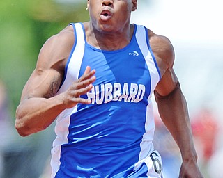 Jeff Lange | The Vindicator  FRI, JUN 3, 2016 - Hubbard's George Hill competes in the boys 100 meter dash during Friday's OHSAA State Track and Field tournament at Jesse Owens Memorial Stadium in Columbus. Hill placed third with a qualifying time of 10.77 seconds.