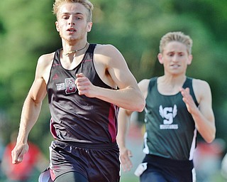 Jeff Lange | The Vindicator  FRI, JUN 3, 2016 - Boardman's Brendon Lucas sprints to the finish in the boys 400 meter dash event during Friday's OHSAA State Track and Field tournament at Jesse Owens Memorial Stadium in Columbus. Lucas qualified for finals with a time of 48.74 seconds.