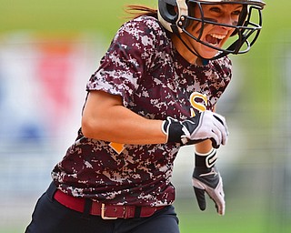 AKRON, OHIO - JUNE 4, 2016: Felecia Gaeta #1 of South Range celebrates after blasting a three run home run in the fifth inning of Saturday afternoons Division 3 State Title game at Firestone Stadium. Wheelersburg won 8-3. DAVID DERMER | THE VINDICATOR