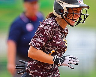 AKRON, OHIO - JUNE 4, 2016: Felecia Gaeta #1 of South Range celebrates after blasting a three run home run in the fifth inning of Saturday afternoons Division 3 State Title game at Firestone Stadium. Wheelersburg won 8-3. DAVID DERMER | THE VINDICATOR