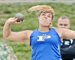 Jeff Lange | The Vindicator SAT, JUN 4, 2016 - Poland's Juliana Kreatsoulas competes in the Division II girls shot put event during the OHSAA State Track and Field tournament in Columbus on Saturday.