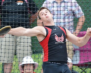 Jeff Lange | The Vindicator SAT, JUN 4, 2016 - Canfield's Andrew Hallof competes in the boys discus event during Saturday's OHSAA State Track and Field tournament in Columbus.
